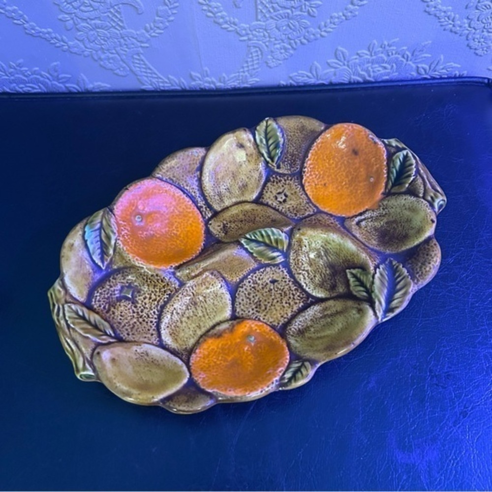 Handcrafted Fruit Motif Ceramic Platter